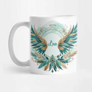 Angel Wings Blue Watercolor with Love Mug